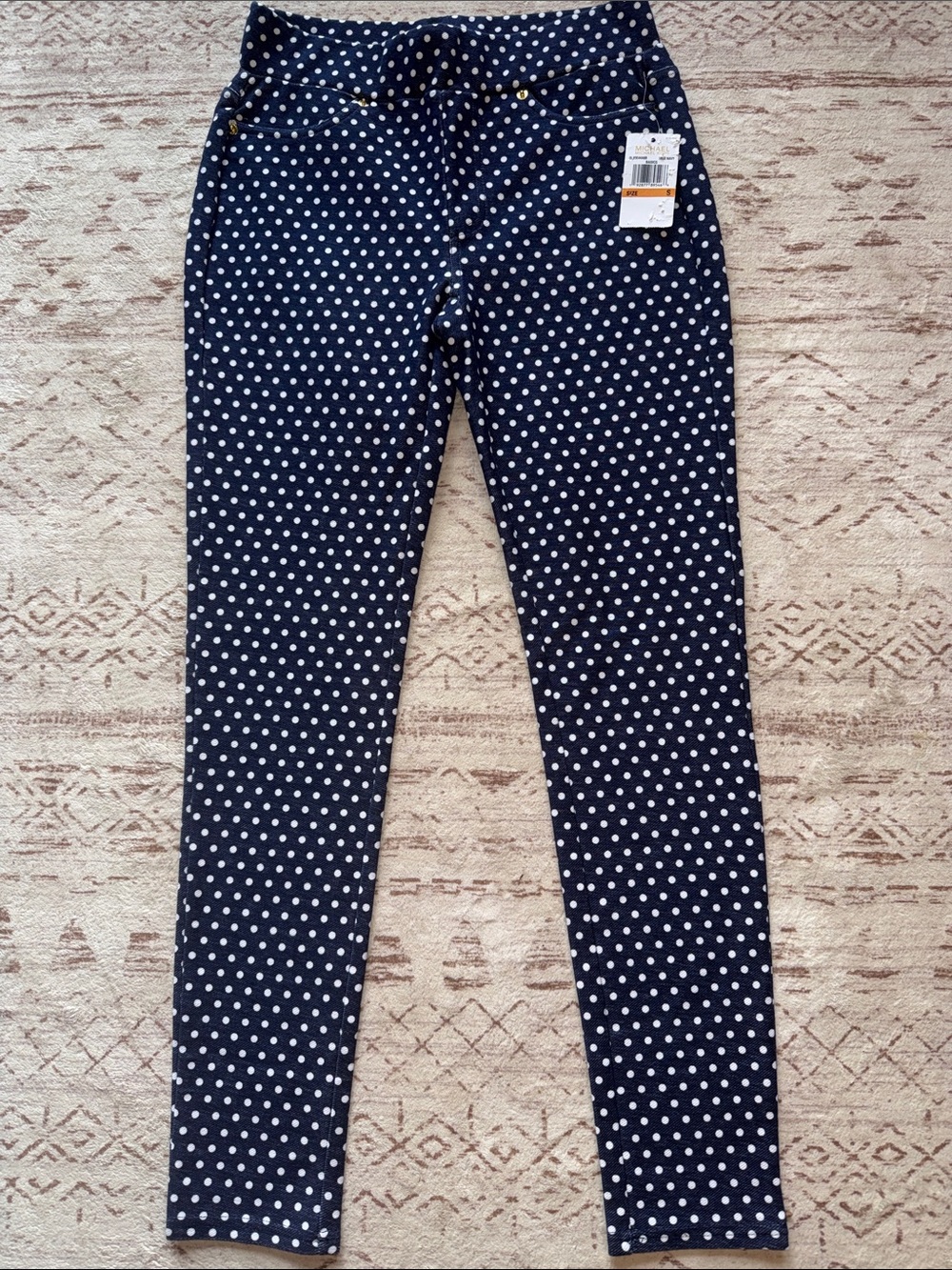 Michael Kors Navy Polka Dot Skinny Jeans